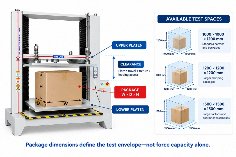 box compression tester test space package size